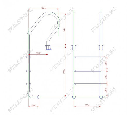 Лестница 3 ступени (у.б.) Flexinox PARALLEL (87120879)