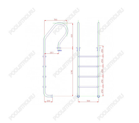 Лестница 4 ступени (у.б.) Flexinox PARALLEL  (87120887)