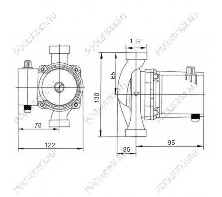 Циркуляционный насос для перекачки теплоносителя YOS40/6-130 с накидными гайками. арт. B0600000387