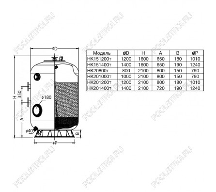 Фильтр HK201200тд. шпул. навивки. d.1.2м. 55м³/ч. выс. 1.2м. фланец 3