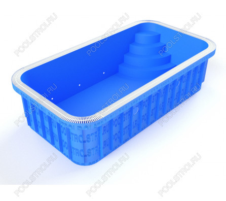 Полипропиленовый бассейн Standart max. 10х3.5х1.7. угловая r. переливной. закругленные. r 500 мм. 5 мм